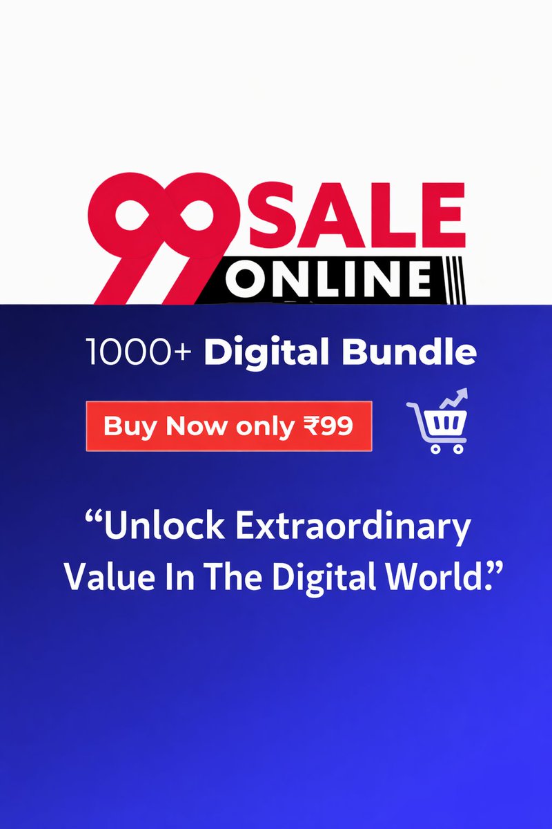 99saleonline's tweet image. 🚀 ₹99 Digital Bundle Sale LIVE!
Get premium templates, tools &amp;amp; resources at an unbeatable price.
💥 Limited-time offer
💻 Instant download
📈 Perfect for creators &amp;amp; entrepreneurs
👉 Don’t miss out!
99saleonline.com
#99Sale #DigitalBundle #OnlineBusiness #MarketingTools