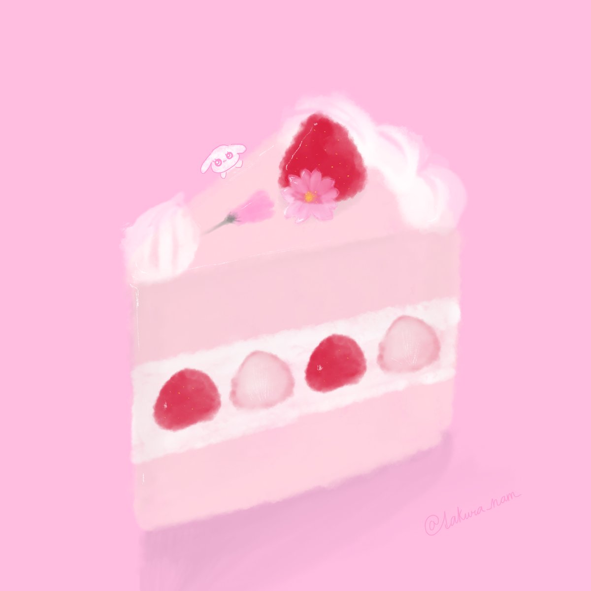 sakura_nam_'s tweet photo. 桜と苺のショートケーキ🍰🌸˚✧₊⁎

キャンディーズ「微笑み返し」より"春一番が掃除したてのサッシの窓にほこりの渦を踊らせてます"

春はなにかいいことがたくさん舞い込みそうな予感~♪

皆様の春にも幸あれ💖

#絵柄が好みって人にフォローされたい  #絵描きさんと繋がりたい https://t.co/qRfNAgupMR