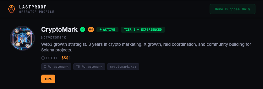 LASTSHIFTCOIN's tweet photo. if you're a token dev or project team:

you've been burned by marketers who faked results

LastProof lets you:
— search verified operators by category and tier
— see proof counts backed by on-chain transactions
— verify DEV badges from real deployer wallets
— hire with confidence instead of hope

SHIFTBOT helps you find who you need

the Terminal MVP demo is tomorrow