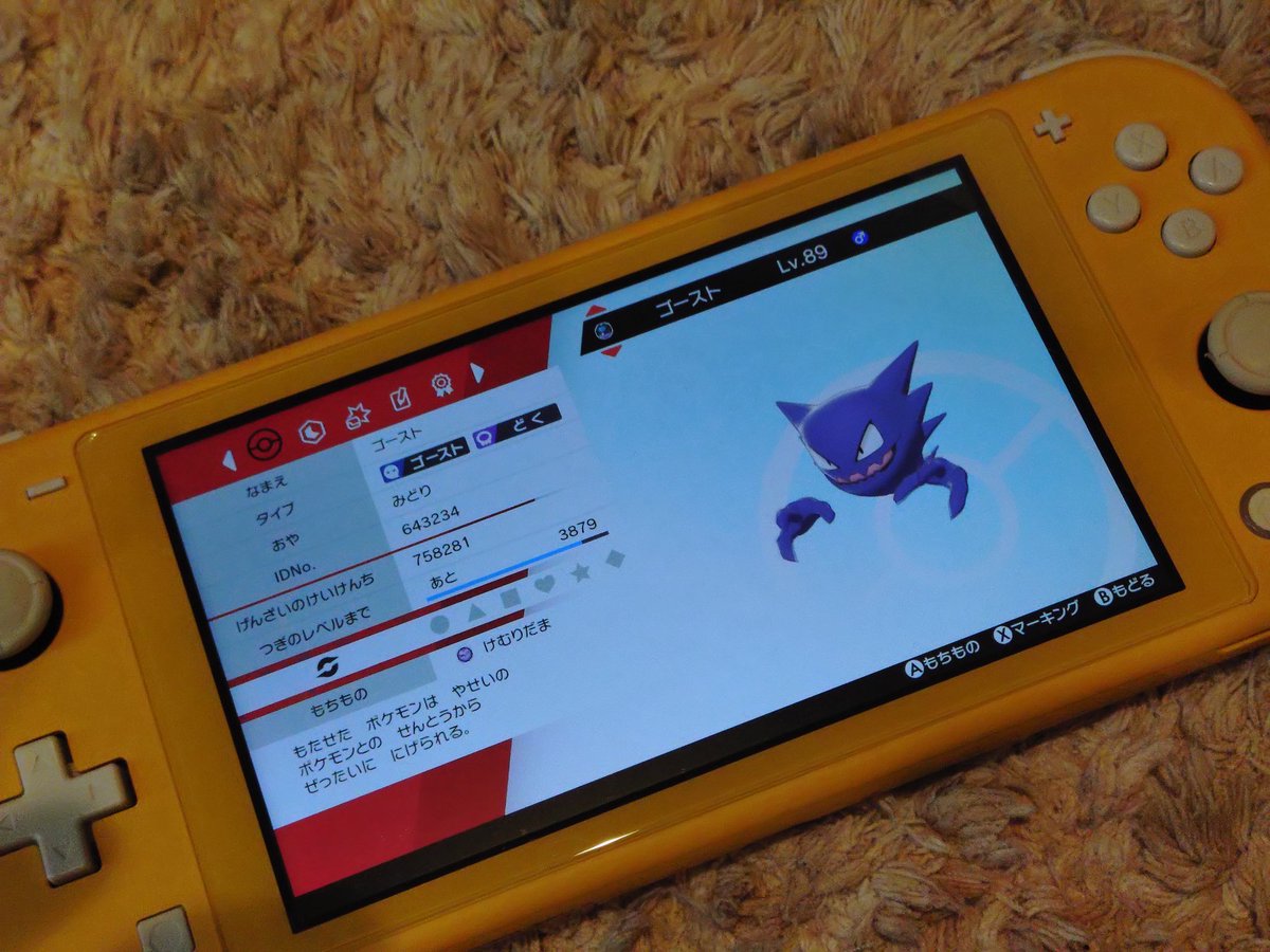 レベルを上げてもゲンガーに進化しない。と娘が見せてきた画面をご覧下さい。