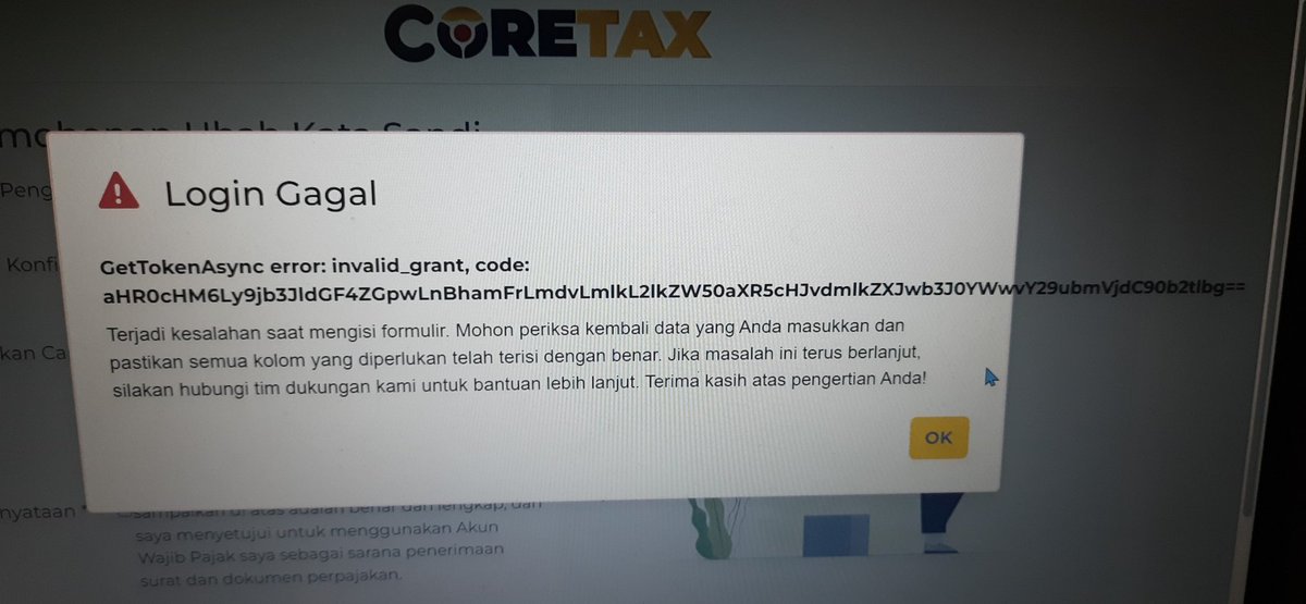 douyeobin's tweet photo. halo @kring_pajak ini solusinya bagaimana ya? saya mau reset password tapi setiap klik kirim malah muncul tampilan ini https://t.co/BN8cpOPZQP