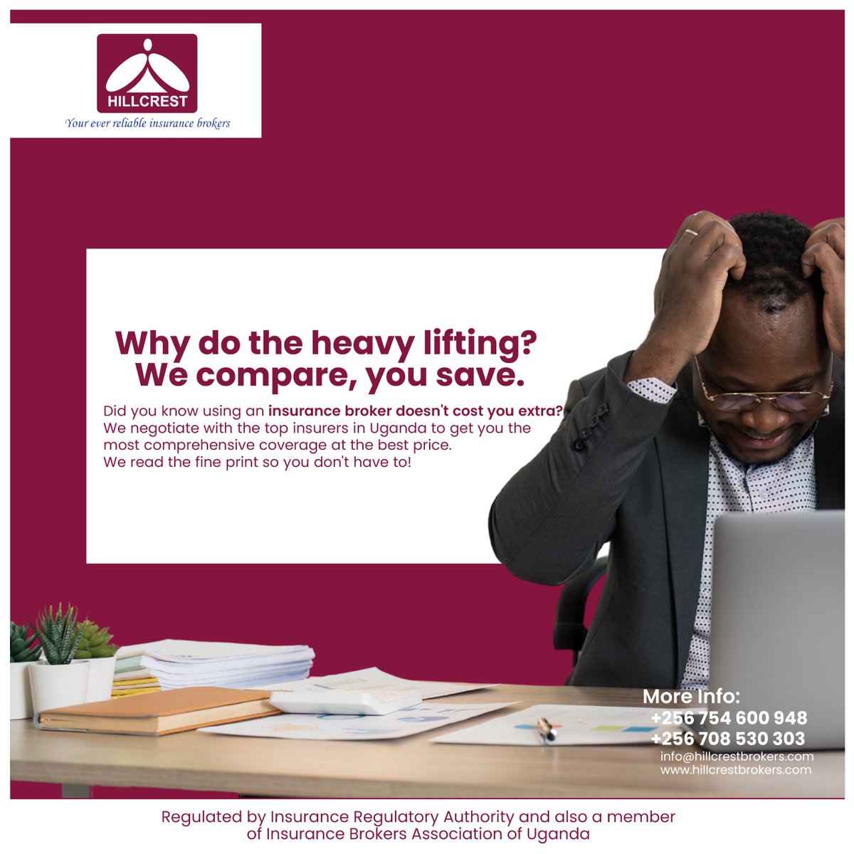 Hillcrest_Ug's tweet image. We negotiate with top insurers in Uganda to get you the best coverage at the best price. We'll read the fine print so you don't have to! 

#HillcrestInsurance #MotorInsurance #ComprehensiveCoverage
Reach out to us on
+256 708 530 303 , +256 779 810 336,
hillcrestbrokers.com