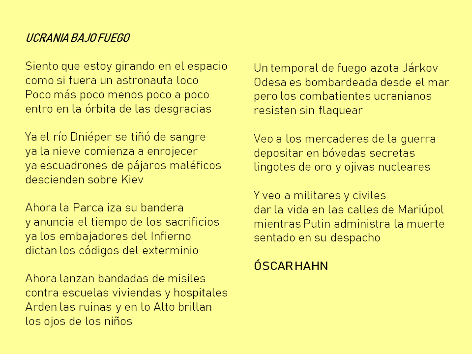 Nefelopode's tweet photo. #PalabrasContraLaGuerra
“Ucrania bajo fuego”, Óscar Hahn. 2023
📖 https://t.co/Ld5BdPXaJK
@PoetaOscarHahn https://t.co/hzQ9tgWRTz