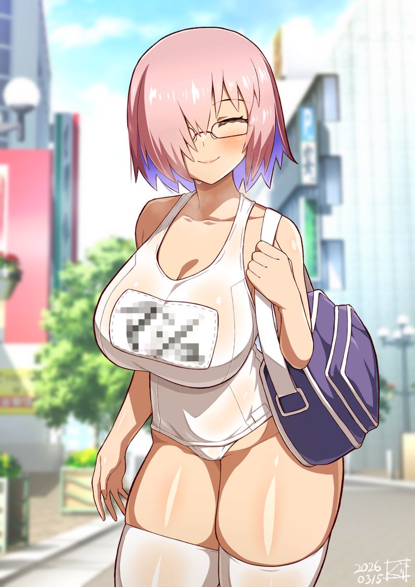 #NSFW #今月描いた絵を晒そう 
スク水+ニーソ① 