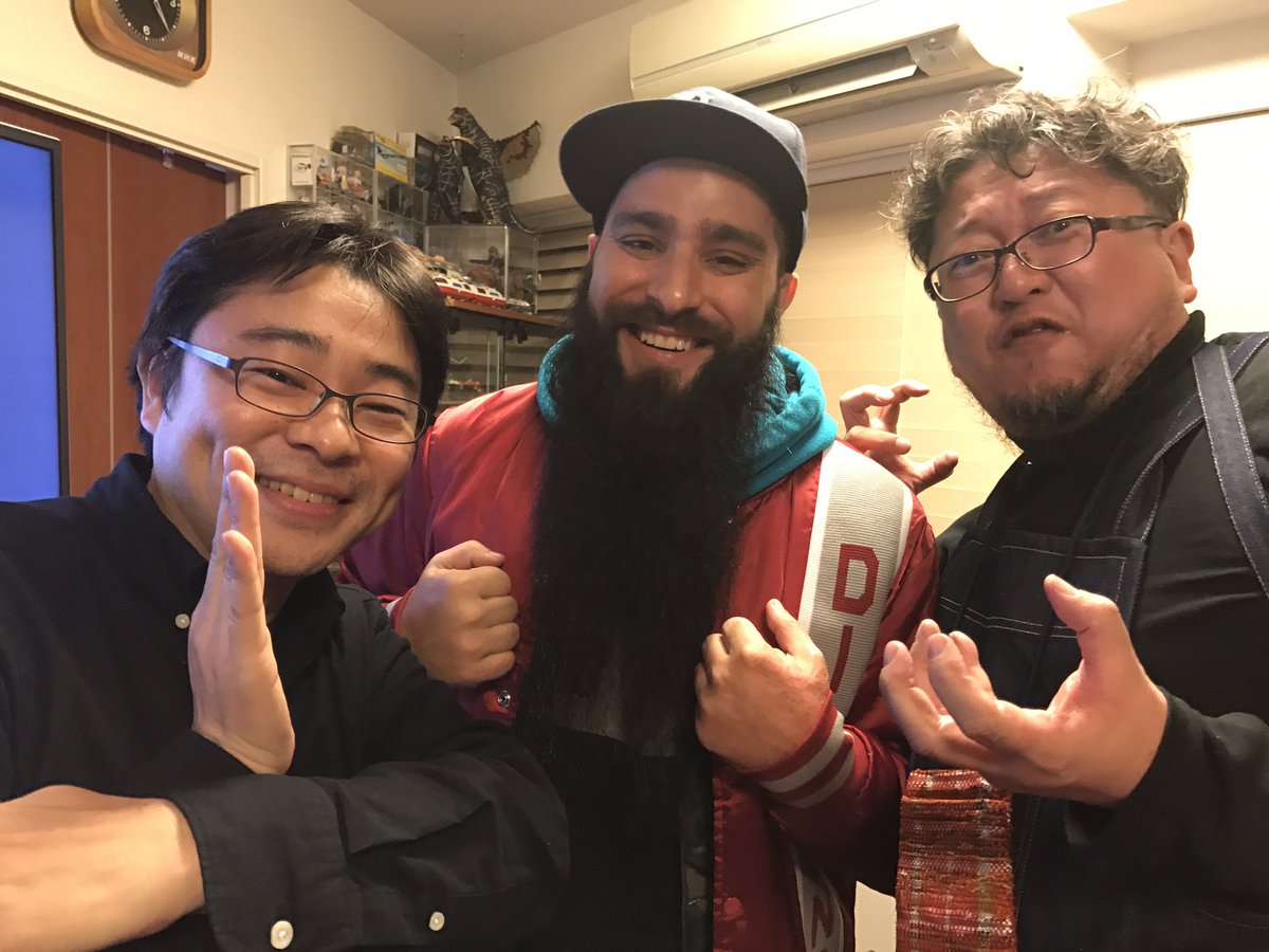 Half related to this;

Here is a pic of Kiyotaka Taguchi (Ultraman X, Orb, Z, Blazar), Jordan Vogt-Roberts (Kong: Skull island), and Shinji Higuchi (Shin Godzilla, Shin Ultraman) together