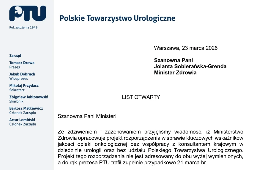 PTUweb's tweet photo. @MZ_GOV_PL opracowuje projekt rozporządzenia w sprawie kluczowych wskaźników opieki jakości onkologicznej bez współpracy z konsultantem krajowym w dziedzinie urologii oraz bez udziału Polskiego Towarzystwa Urologicznego.

👉https://t.co/CascslUF4b

@Puls_Medycyny @rynekzdrowia https://t.co/R8P1EO1A77