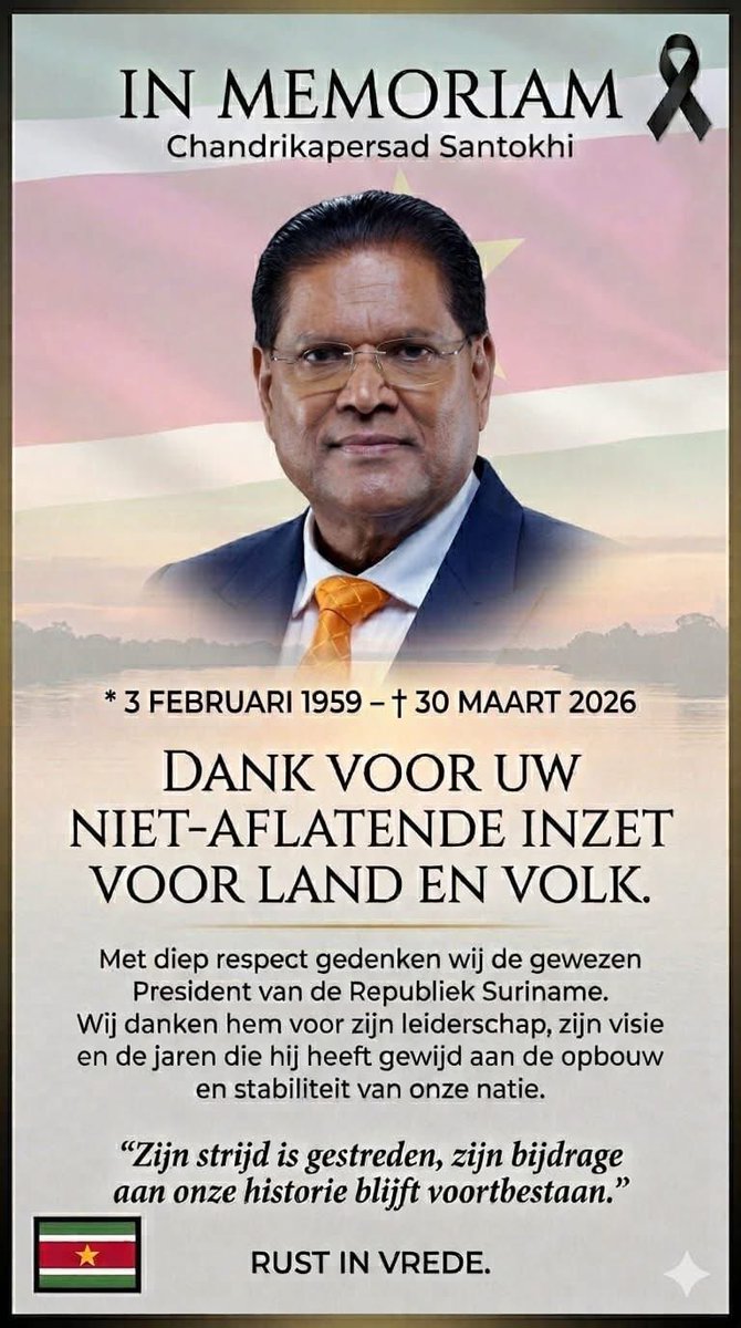 “Ik heb mijn beste vriend verloren”. 
Anderen een leider, staatsman of ex-president. 
We blijven vrienden voor het leven en ook na ons dood! 
Chan, jouw aatma zal in mij blijven voortleven. 

RM 
Dost/Mattie 
Vz van Chan Santokhi Foundation