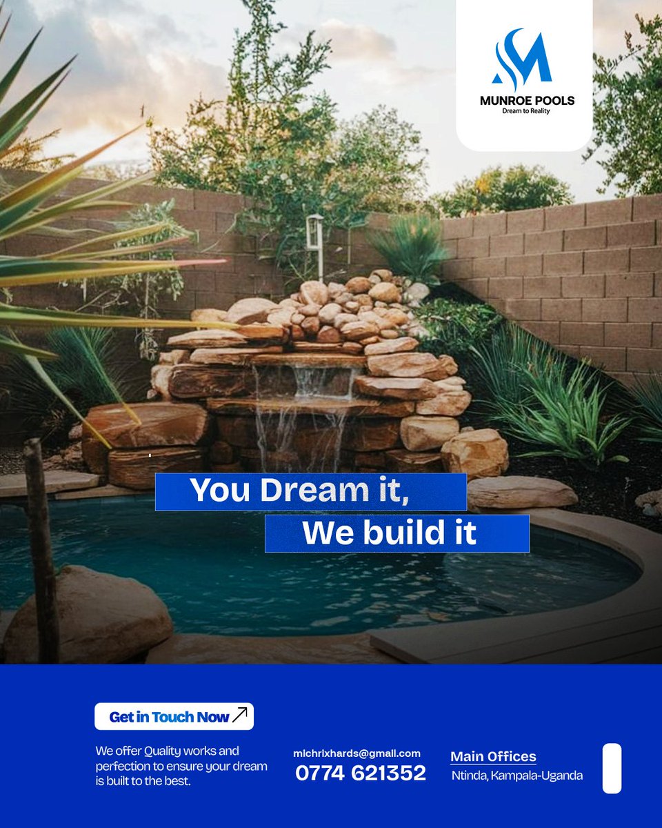 munroepools's tweet image. From the initial concept to the final splash, we offer quality works and perfection to ensure your dream is built to the best. You dream it, we build it.

Ready to transform your backyard? 

Get in touch now:
📞 Call: 0774 621352

#MunroePools #LandscapingUganda #PoolDesign