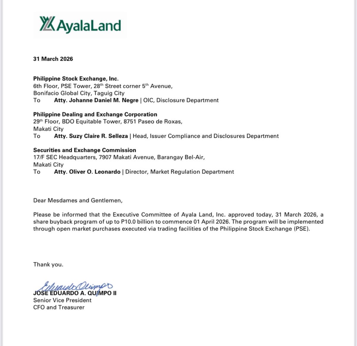 miguelrcamus's tweet photo. BREAKING: Ayala Land launches P10-B buyback after stock hits 14-year low https://t.co/7or5MdDHqG