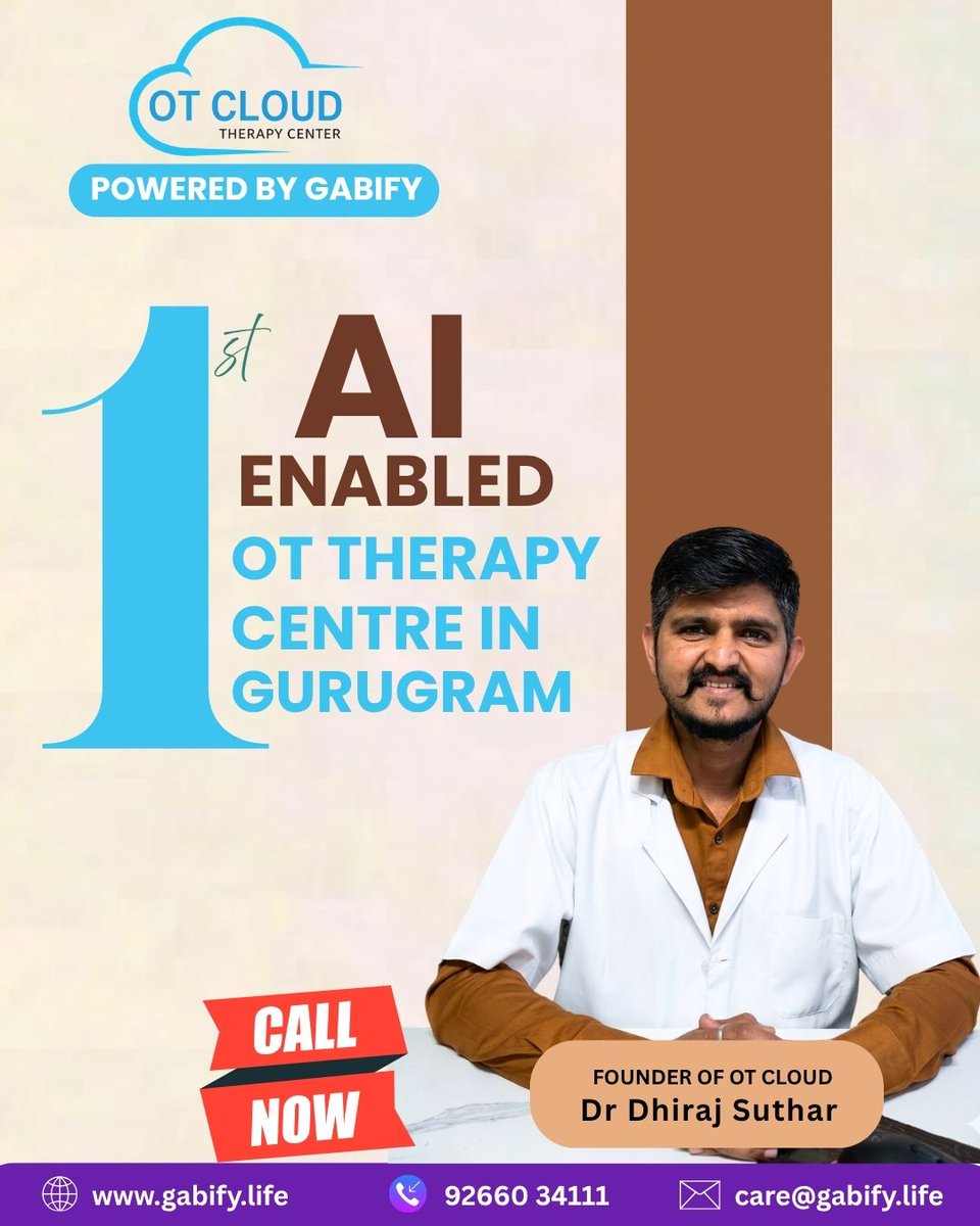 Gabify_life's tweet image. Gurugram’s 1st AI-Enabled OT Therapy Centre is here!

Powered by Gabify, OT Cloud brings advanced technology + expert care together to support your child’s developmental journey.

#Gabify #OTCloud @narendramodi @JPNadda @NayabSainiBJP