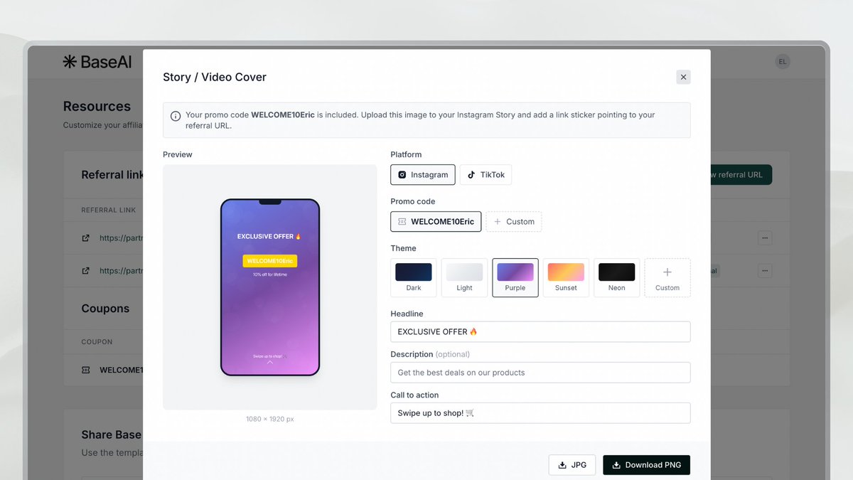 Give your #affiliates branded Instagram and TikTok content, ready to post, with their referral link and promo code already included. No design tools needed. Add social media templates to your Partnero partner portal in minutes → help.partnero.com/article/380-so…