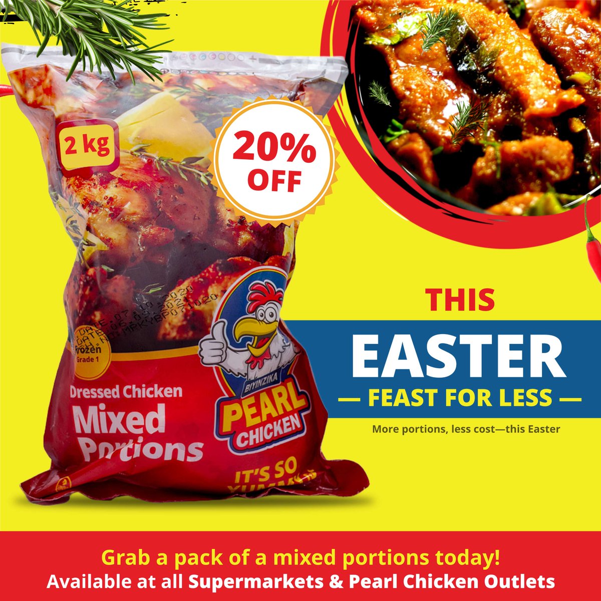 biyinzikaug's tweet photo. Easter just got better ๐ ๐โค๏ธ
Enjoy 20% OFF our 2kg Mixed Portionsโfresh, ready to cook, and perfect for sharing.
Less spend. More family moments.
Grab yours at any of our Pearl Chicken outlets & major supermarkets near you.
#EasterFeast #PearlChicken https://t.co/LRhdffr0A5