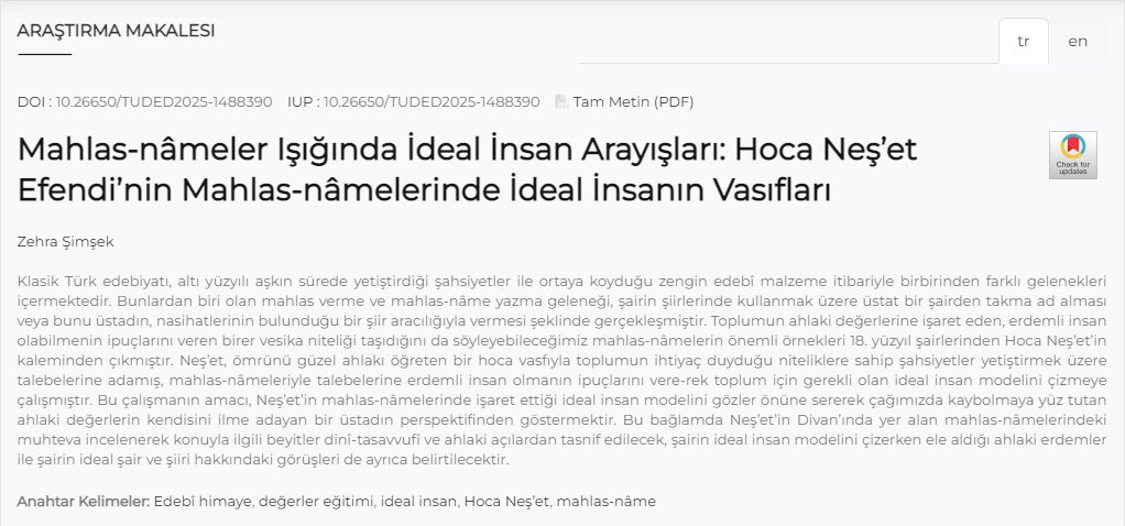 TUDED Türk Dili ve Edebiyatı Dergisi tweet media