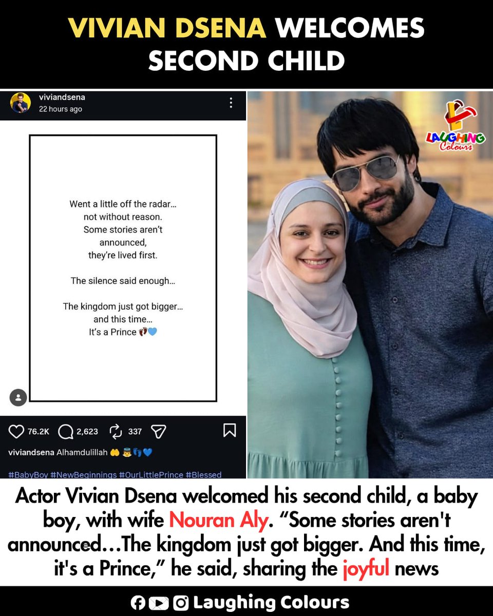 LaughingColours's tweet image. Vivian welcomes baby boy 👶

#VivianDsena #BabyBoy #TVActor #GoodNews