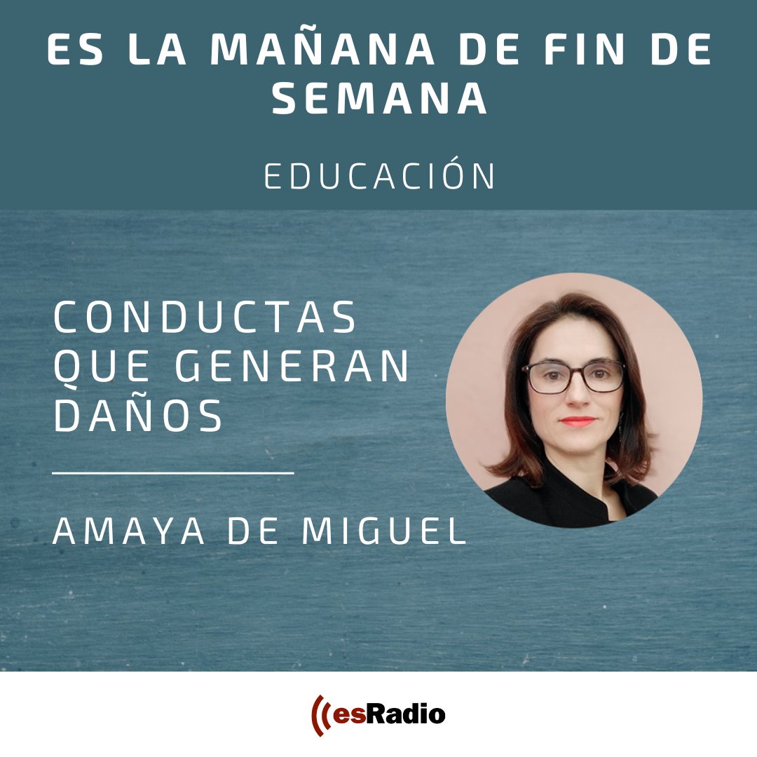 findesradio's tweet image. ✏️#Educación, hoy Amaya de Miguel de @relajateyeduca nos informa sobre las principales conductas que generan daños.

🎙️¡Ya mismo! Con @mdiezrovira y @Jaume_Segales en @esRadio