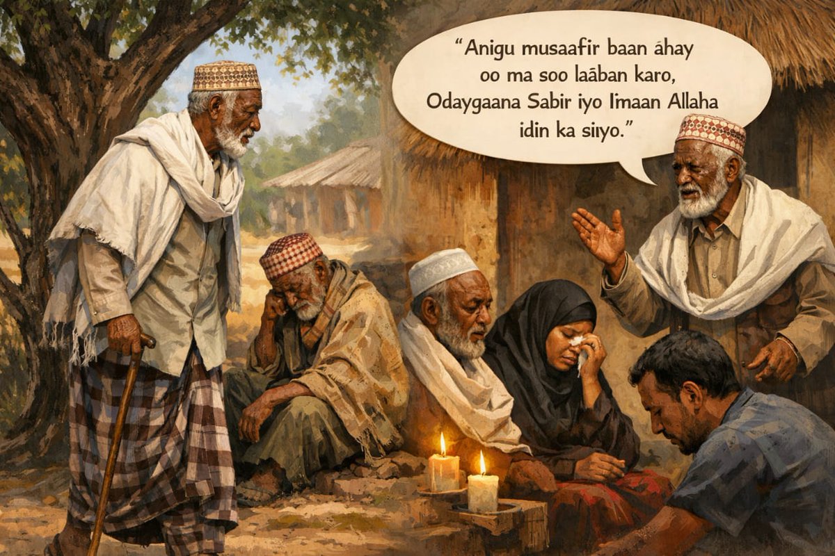 daaci52490's tweet photo. Mararka qaar hadal yar ayaa ka qoto dheer xaqiiqo weyn.
Oday tacsi tegay ayaa markii uu baxay arkay oday kale oo tacbaan ah, dabadeedna dib ayuu ugu laabtay qoyskii isagoo yiri: “Anigu musaafir baan ahay oo ma soo laaban karo, odaygaana sabir iyo iimaan Allaha idin ka siiyo #Som https://t.co/TgBHpExHAM