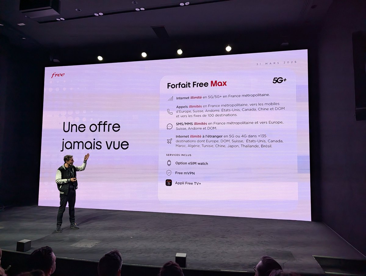 alablanche's tweet photo. 🌍🌎 Free dévoile Free Max, un forfait mobile haut de gamme avec Internet illimité en France et dans plus de 135 destinations.

Le tout pour 29,99€ par mois... et même 19,99€ par mois pour les abonnés Freebox.

Disponible dès aujourd'hui. https://t.co/40YnRfrpE5