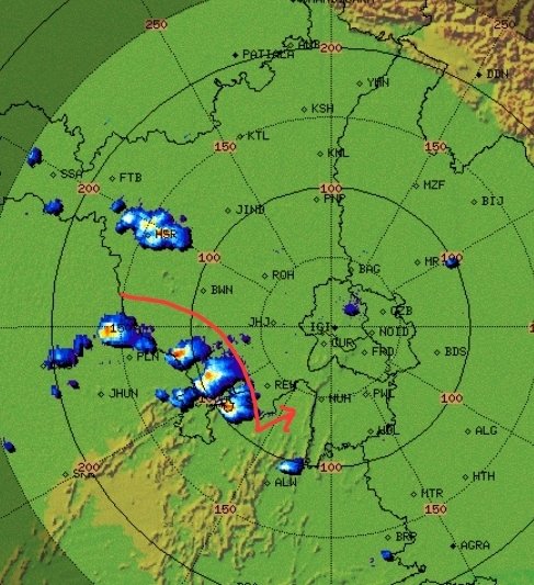 navdeepdahiya55's tweet image. Delhi NCR Storm &amp;amp; Hail Alert ⚠️ 
Thunderstorms are developing over west #Haryana and would move gradually towards #Delhi NCR b/w 3 to 5:30pm.
What to expect ⚡️
• Delhi NCR level coverage 50-80% (#Gurgaon #Noida #Faridabad #Ghaziabad &amp;amp; #Delhi) 
• Short spell of moderate to high