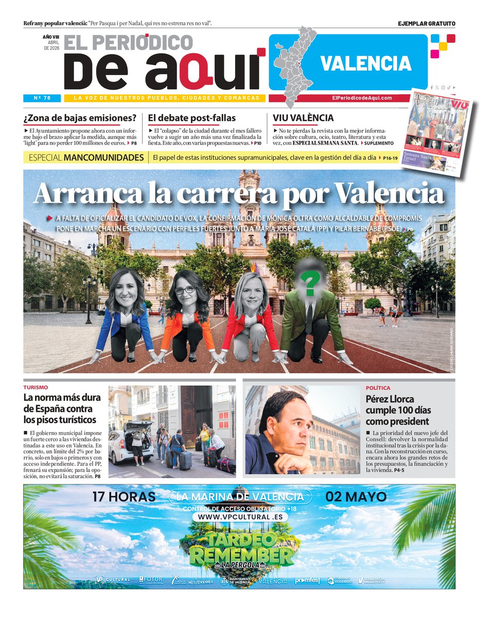 elperiodicoaqui's tweet photo. 📰‼️ Ya disponible la última edición de El Periódico de Aquí Valencia 

👉 Con especial Mancomunidades

👉 Incluye suplemento VIU, esta vez con los mejores planes para esta Semana Santa

🔴 LÉELO AQUÍ: https://t.co/FK2MdX7EIu 👀 https://t.co/0JUNfNmblx