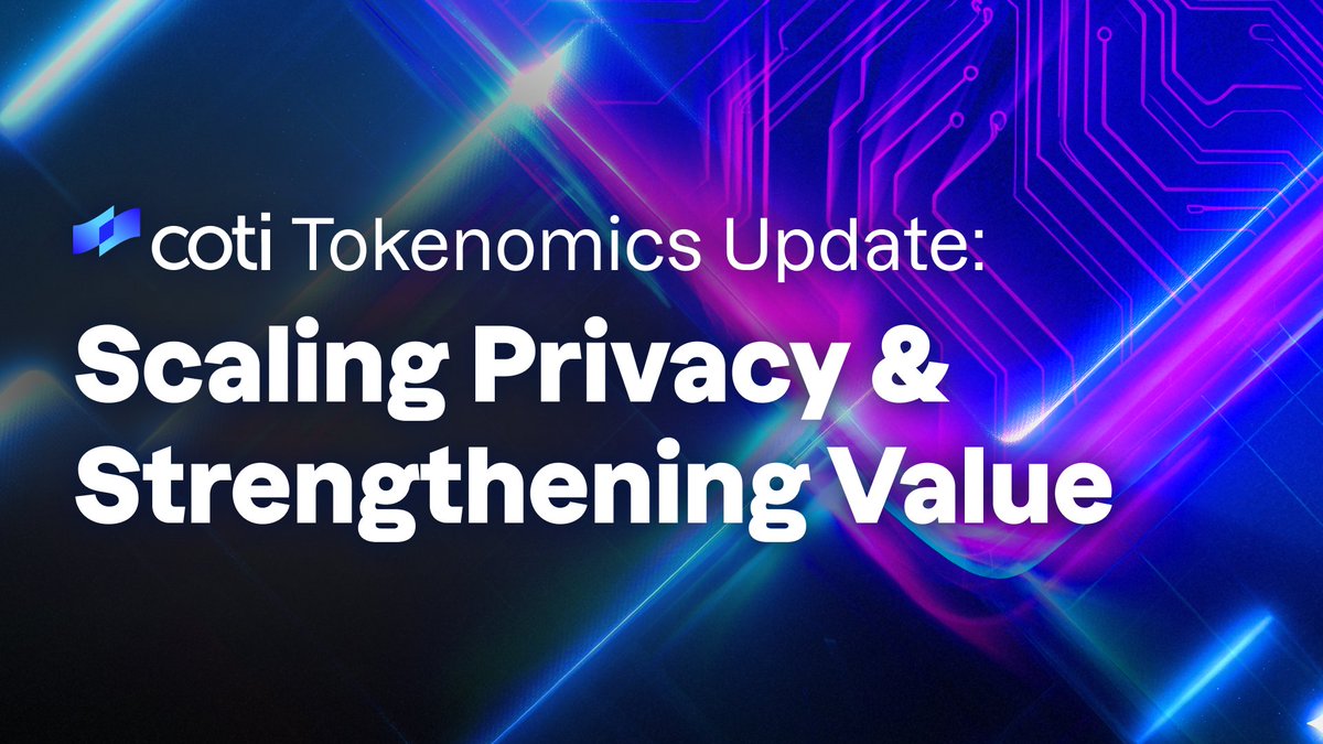 NEW: $COTI Tokenomics Update 🔥

→ Multi-chain expansion 
→ New burn mechanisms 
→ New fee &amp; revenue model 
→ More utility &amp; demand

The token now powers two networks - GC and Nightfall ZK. Same fixed supply. 
A new model for our fast-growing ecosystem.

Read it 👉