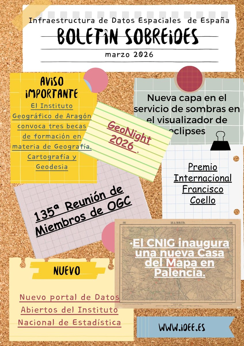 IDEESpain's tweet photo. 📢 ¡Ya está disponible el Boletín #SobreIDEs de marzo! 🌍

Descubre las últimas novedades sobre Infraestructuras de Datos Espaciales (IDEs) en nuestro nuevo número.

🔗 Léelo aquí: https://t.co/2DazwvgyRf

#IDEs #DatosEspaciales #BoletínIDEs https://t.co/7als2Lozqt