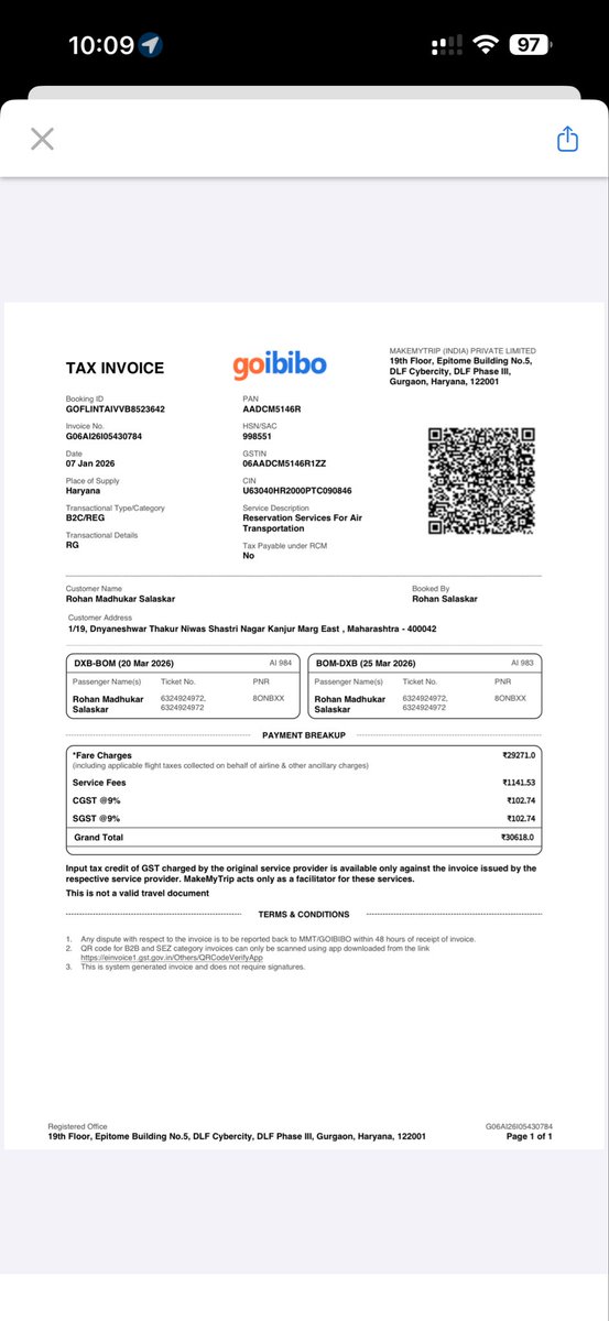 Rsalaskar0607's tweet photo. Dear Sir/Madam,

I am writing to formally raise a complaint regarding the non-receipt of my refund for Air India flights booked through Goibibo.

Booking Details:
•Booking Date: 7 January 2026
•Route: Dubai – Mumbai (20 March 2026) and Mumbai – Dubai (25 March 2026)
•Airline: Air India
•PNR: 8ONBXX

Issue Summary:
•Both flights were cancelled by the airline
•The flights were subsequently rescheduled and then cancelled again
•I applied for a full refund on 18 March 2026

Despite this, I have still not received my refund.

Concerns:
•Goibibo customer care is not accessible, as calls disconnect when attempting to speak with an executive
•Air India has redirected me to Goibibo, while Goibibo has failed to provide any resolution
•I am being forced to follow up repeatedly without any clear communication or timeline

As per DGCA guidelines, passengers are entitled to a full refund in case of airline-initiated cancellations. The delay in processing my refund is a clear violation of consumer rights and service obligations.

I request you to:
1.Process my full refund immediately
2.Provide a clear status update with transaction details
3.Ensure no further delay in this matter

If my issue is not resolved within 7 days of this email, I will be compelled to escalate this matter to:
•National Consumer Helpline (NCH)
•DGCA grievance portal (AirSewa)
•Consumer Court for deficiency in service

I expect immediate action on this matter.

Sincerely,
Rohan Madhukar Salaskar
+971562901705
rhn2460@gmail.com