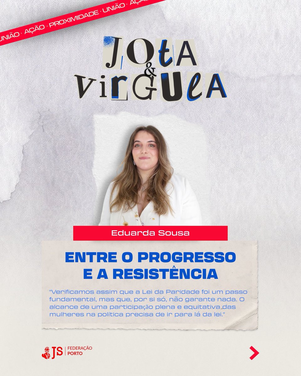 jsfedporto's tweet photo. 𝙅𝙤𝙩𝙖 &amp; 𝙑í𝙧𝙜𝙪𝙡𝙖 🖋️
𝙀𝙣𝙩𝙧𝙚 𝙤 𝙥𝙧𝙤𝙜𝙧𝙚𝙨𝙨𝙤 𝙚 𝙖 𝙧𝙚𝙨𝙞𝙨𝙩ê𝙣𝙘𝙞𝙖

📌 Artigo de opinião deste mês, pela camarada Eduarda Sousa.

📲 Disponível aqui: https://t.co/2DdIvbV2Yh

Lê este e mais artigos no nosso site.

#JuventudeSocialista
#FederaçãoDoPorto https://t.co/pL3sPDbUIB