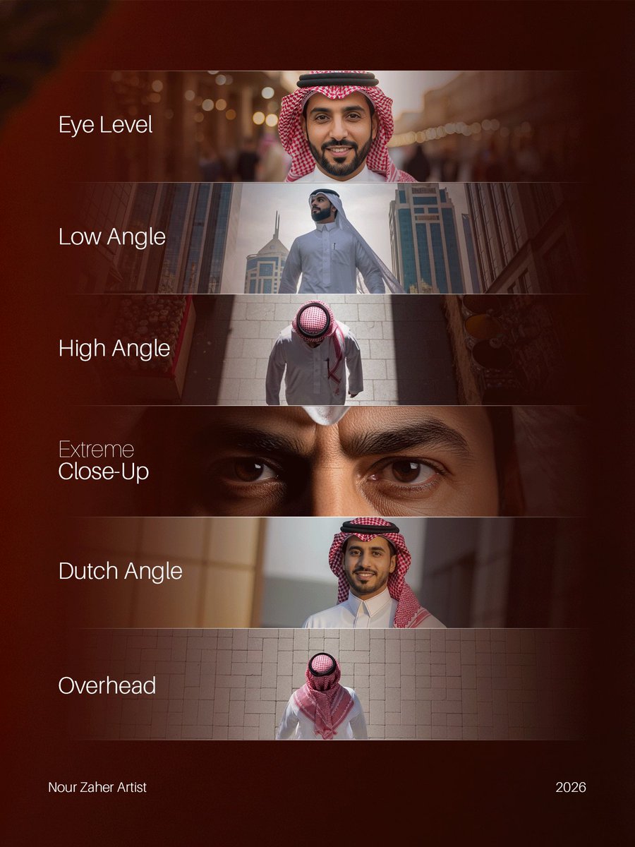 NourZaher74's tweet image. مش كل زاوية بتحكي نفس القصة…

نفس المشهد لكن مجرد تغيير زاوية الكاميرا يقدر يحوّل الإحساس تمامًا

الزاوية مش تفصيلة،

دي لغة بتحدد إنت عايز المشاهد يحس بإيه؟

اختار الزاوية الصح…

وخلي شغلك يتشاف بشكل مختلف.

#graphic #graphic_design #photo #camra #visual