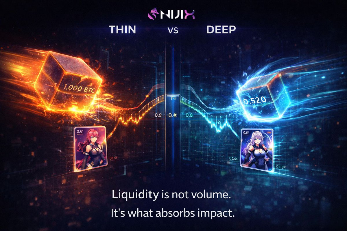 Nijix_exchange's tweet image. Anyone can show volume.

Very few can provide real liquidity.

Without CLOB,
depth is limited.

Without ZK,
execution is just trust.

#NijiX #Zk #Clob #ACG #Exchange #Trade #Anime #Games #Comic