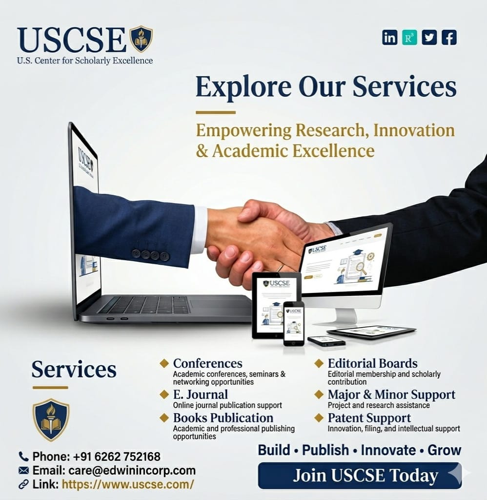 SupportDya's tweet photo. 🎓 Excel with USCSE!

🔹 Conferences &amp; Events
🔹 Journal &amp; Book Publication
🔹 Editorial Board Membership
🔹 Research &amp; Patent Support

Build, publish, innovate, and grow with USCSE.

🌐 https://t.co/p2ulgu2TPq
📧 care@edwinincorp.com
📱 +91 6262752168 https://t.co/oWUMTx1mOg