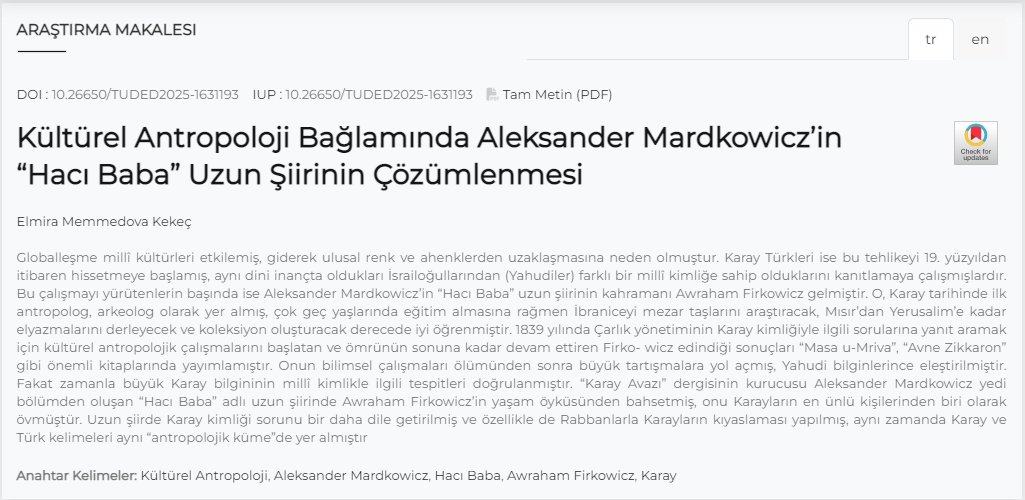 TUDED Türk Dili ve Edebiyatı Dergisi tweet media