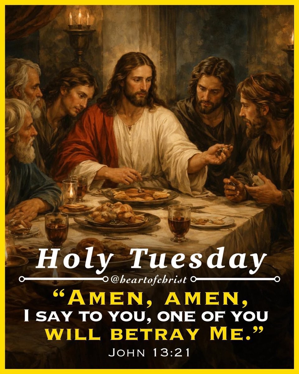 FGenteroyJr's tweet image. On this Holy Tuesday, we remember Jesus’ sobering words at the Last Supper: 
“One of you will betray Me” 
⚜ (John 13:21). 

Judas, though he had walked with Jesus, heard His teachings, witnessed His miracles, and shared in His ministry, still chose betrayal. 

Even Peter, the