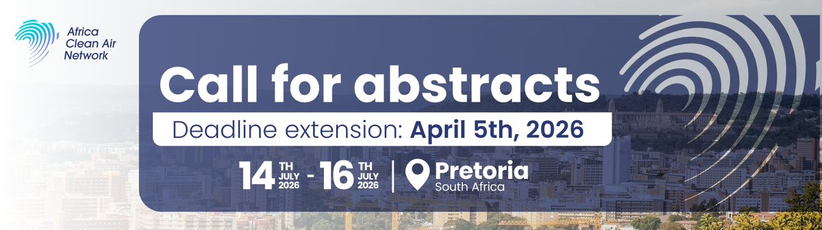 AirQoProject's tweet photo. Are you working with #AirQuality data in Africa? The abstract deadline for the @CleanAir_Africa has been extended.

This year, we're excited to be co-hosting a workshop on sensor network management for continuous monitoring in African cities.

🗓️ New due date: 5th April 2026 
Submit your abstract: https://t.co/bqZPkSsNVO