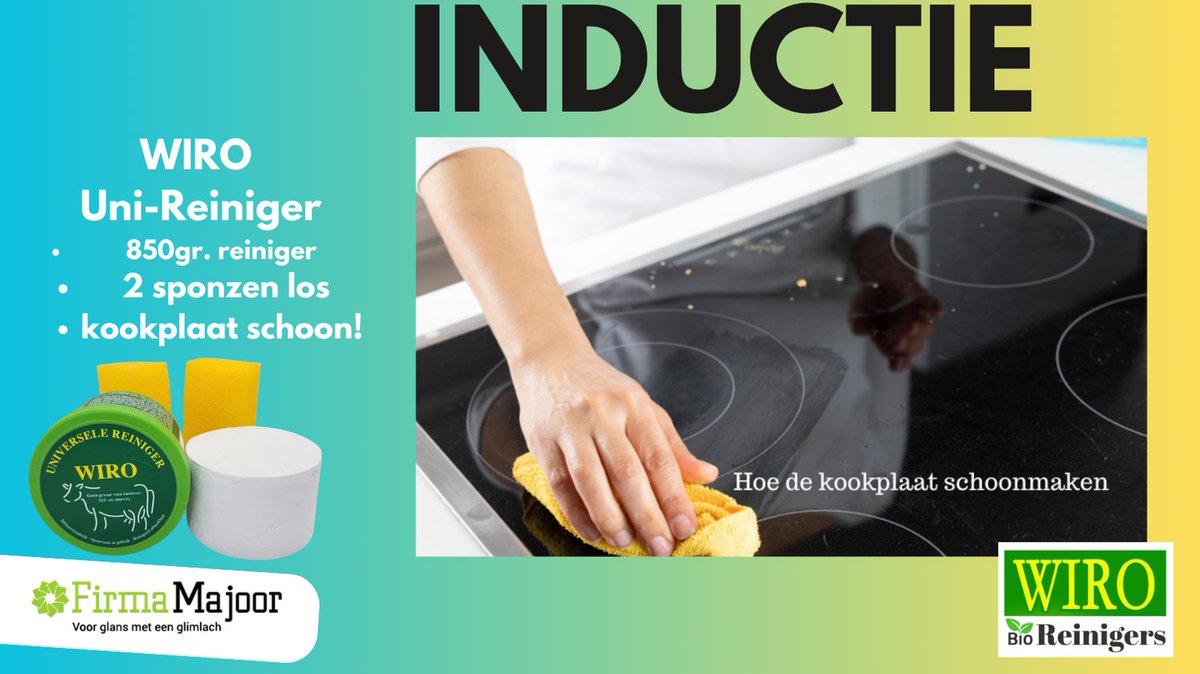 Inductieplaat schoonmaken met Wiro Universele Bio Reiniger 

#schoonmaken | #Wiro | #biologisch | #inductiekookplaat | #InductieBiologischSchoonmaken