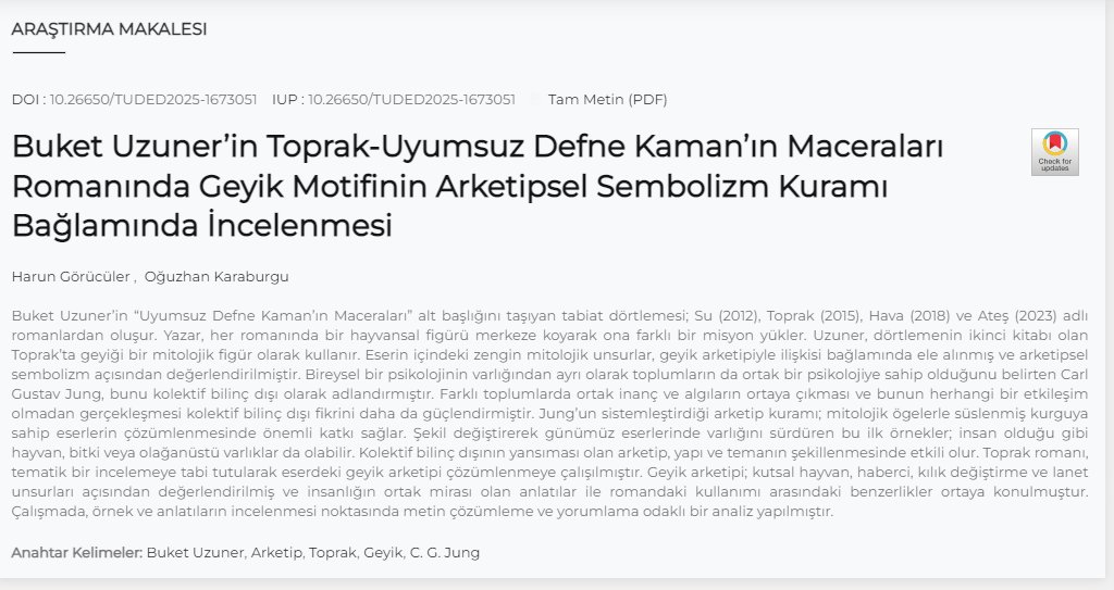 TUDED Türk Dili ve Edebiyatı Dergisi tweet media