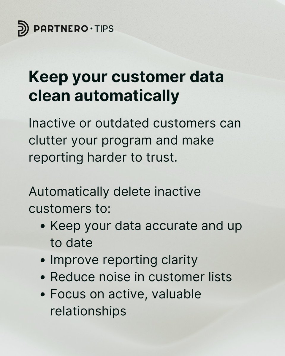 A clean customer list means more accurate data and less noise. Partnero's automation lets you automatically delete customer records with no purchases after a set number of days.  Here's how: help.partnero.com/article/394-au…