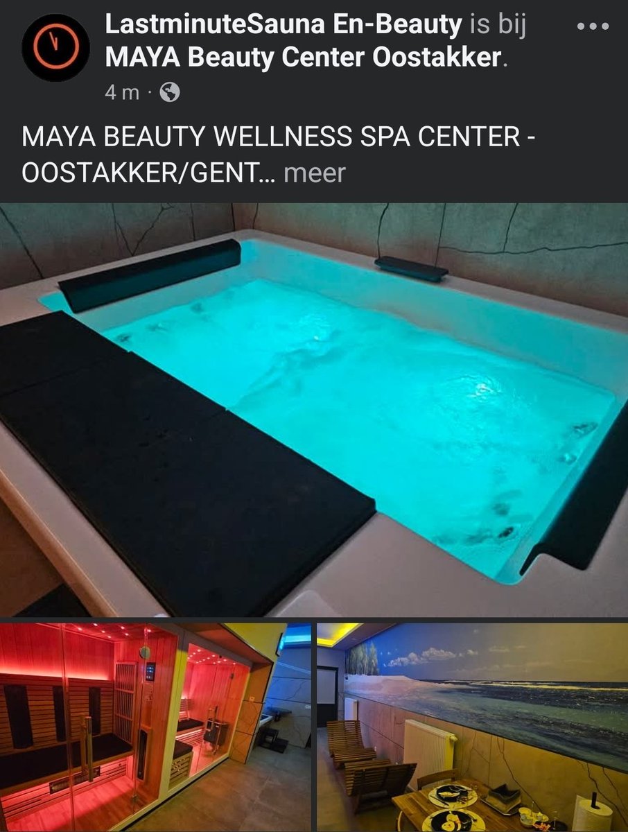 LastMinuteSauna's tweet photo. MAYA BEAUTY WELLNESS SPA CENTER - OOSTAKKER/GENT
Centrum in de kijker!
https://t.co/Bhdcq3Kqri
Bij Maya Wellness Spa draait alles om ontspanning, welzijn en pure verwennerij.  Laat de stress van het dagelijks leven achter je en geniet van een breed aanbod aan.. https://t.co/a1hGAWQxhe