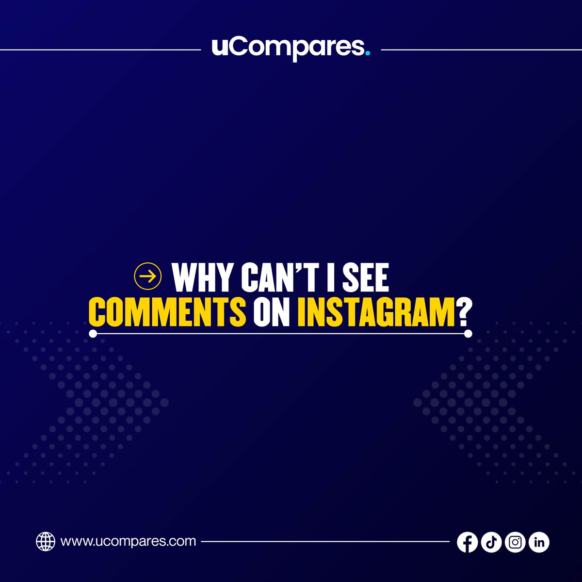 uComparesmedia's tweet photo. Can’t see comments on Instagram? 

From app glitches and poor internet to privacy settings and comment filters, there are several reasons why Instagram comments may not show up. 

Read the full article here:
https://t.co/x88NZUusBW https://t.co/lXmbHkFjYB