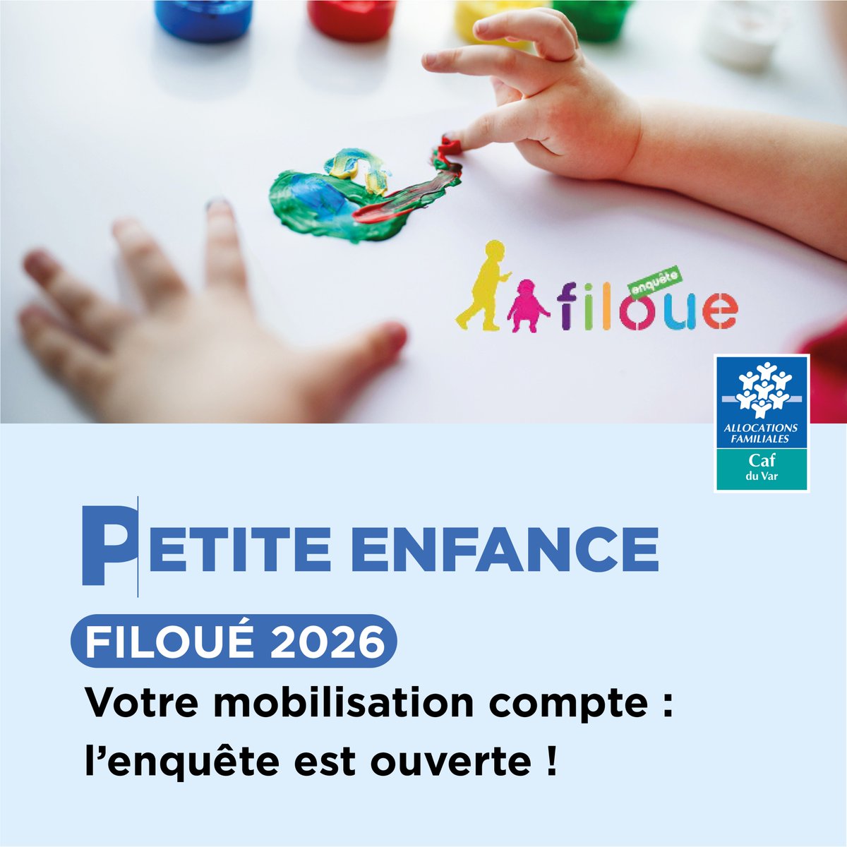 CafduVar's tweet photo. [FILOUÉ 2026] L’enquête est ouverte ! 👶📊
Après 99% de participation en 2025, on compte sur vous 💪
📥 Dépôt via l’Espace Partenaires ou la plateforme FILOUÉ (lien en commentaire).
📅 Clôture : 6 juin 2026
☎️ Hotline : 01 71 25 12 75

#PetiteEnfance #StatistiquesPubliques #EAJE https://t.co/QXYE4xOpwu