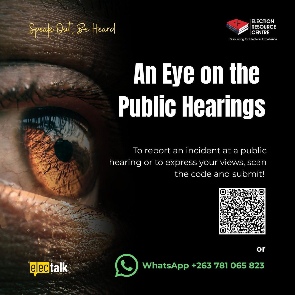 ercafrica's tweet photo. An Eye on the Public Hearings

ERC is observing the Public Hearings &amp; wants to hear from you!  

Want to report an incident, or simply express your views on how the public hearings were conducted.   Submit via  https://t.co/fP55k9mfcM

or WhatsApp ERC at +263 781 065 823 #CAB3 https://t.co/DAzPHHgHiq