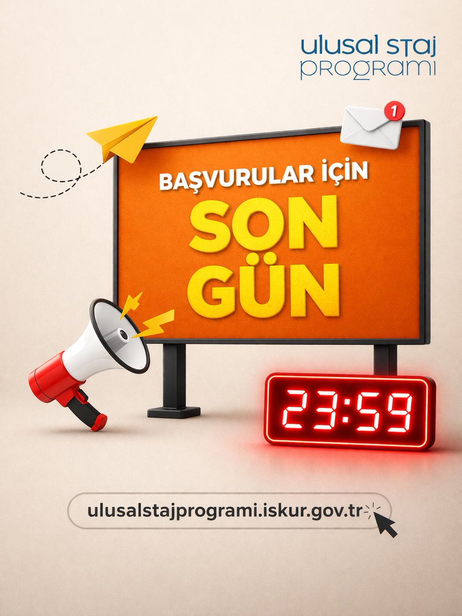 ulusalstajprg's tweet photo. ⏳ BAŞVURU İÇİN SON SAATLER!
 ⏰ Ulusal Staj Programı başvuruları bugün saat 23:59 itibarıyla sona erecek.

Kariyer yolculuğunda önemli bir adım atmak için başvurunu bugün tamamlamayı unutma.

🔗 https://t.co/zeDzDgX4Ok

#UlusalStajProgramı #KariyerFırsatı https://t.co/2rYbkJEcnb