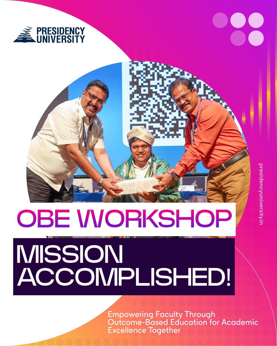 Uni_Presidency's tweet image. 🎓 Big win for academic excellence! Presidency University successfully conducted a One Day Workshop on #OutcomeBasedEducation led by Dr. Vitthal Shrirang Bandal. 10 Schools. One Mission. Stronger curriculum, better outcomes! 🚀

#OutcomeBasedEducation #OBE #HigherEducation