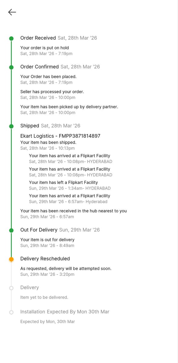 I had a very disappointing experience with Flipkart regarding a product worth ₹50,000. The delivery was delayed without any proper updates and was even rescheduled without my consent. When the product finally arrived, it did not match the description.

The delivery agent’s