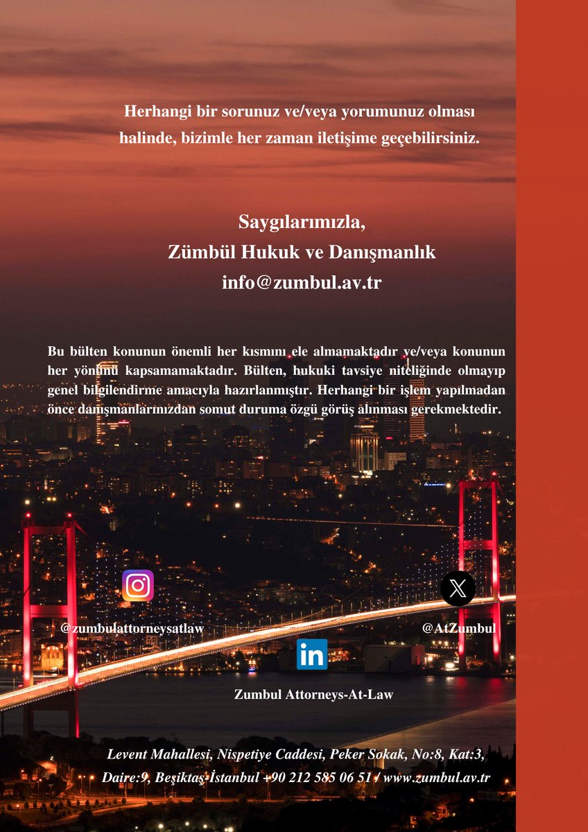 AtZumbul's tweet photo. #Bülten - 13. Sayı || 24 Mart 2026 - 31 Mart 2026 tarihleri arasında ortaya çıkan hukuki gelişmelere ilişkin, Zümbül Hukuk ve Danışmanlık Bürosu olarak hazırladığımız "Haftaya Dair Hukuki Gelişmeler" bültenimize aşağıdan ulaşabilirsiniz. https://t.co/f4HjGLE9QH