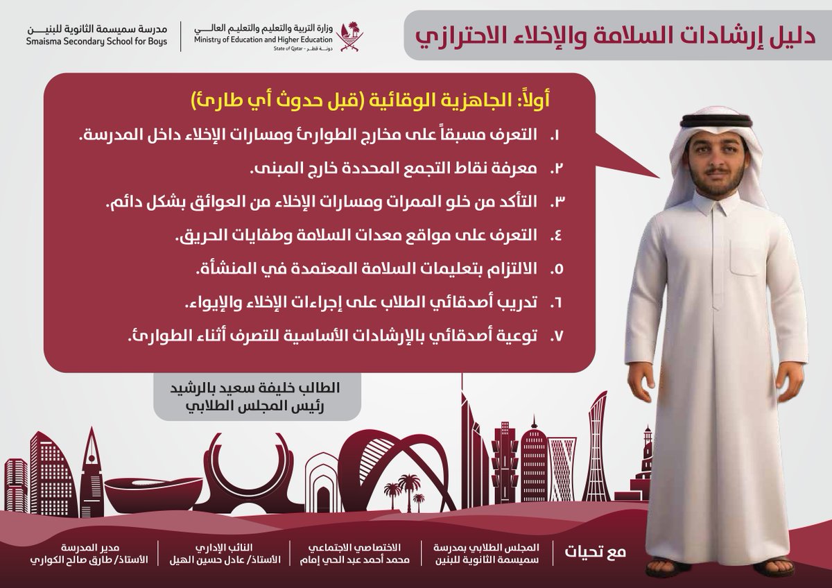 smsismasb's tweet photo. دليل إرشادات السلامة و الإخلاء الاحترازي 
مبادرة المجلس الطلابي 
#مدرسة_سميسمة_الثانوية https://t.co/HaH2SWPKtm