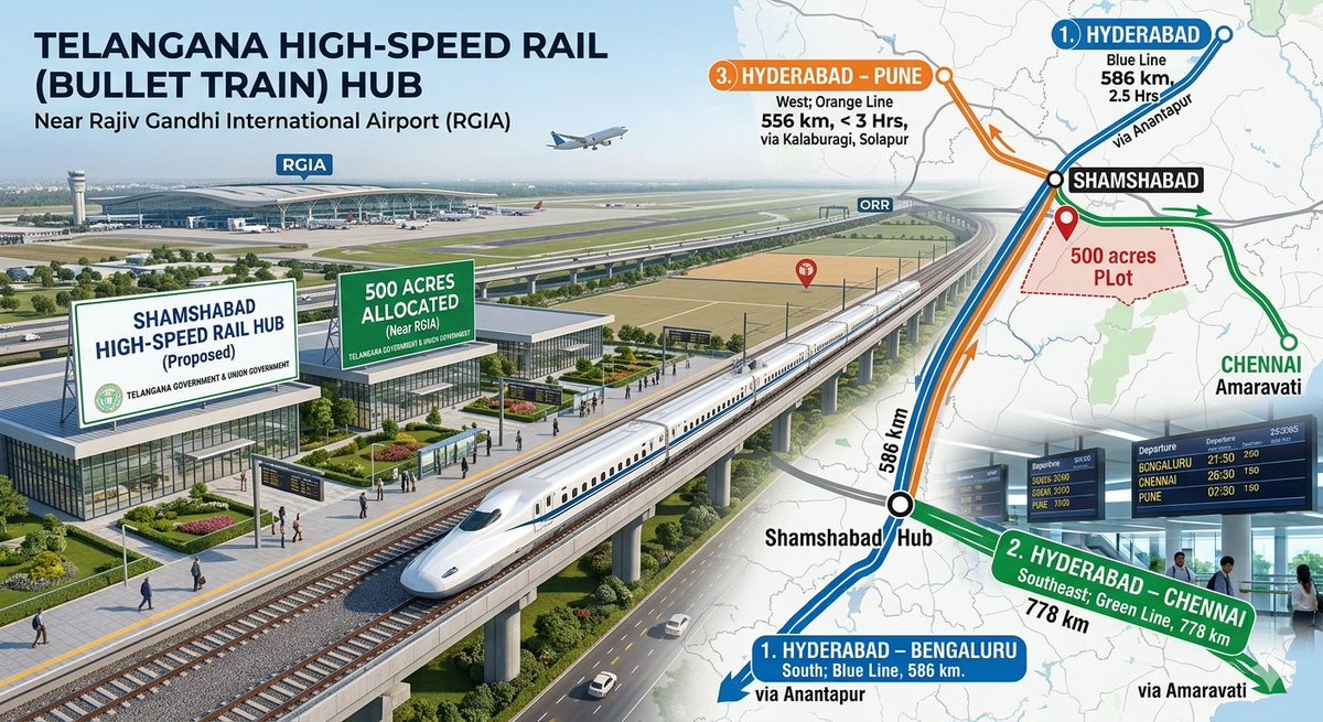 📌Bullet Train Hub at Bahadurguda (Peddagolkonda ORR Exit 15) is a major ...