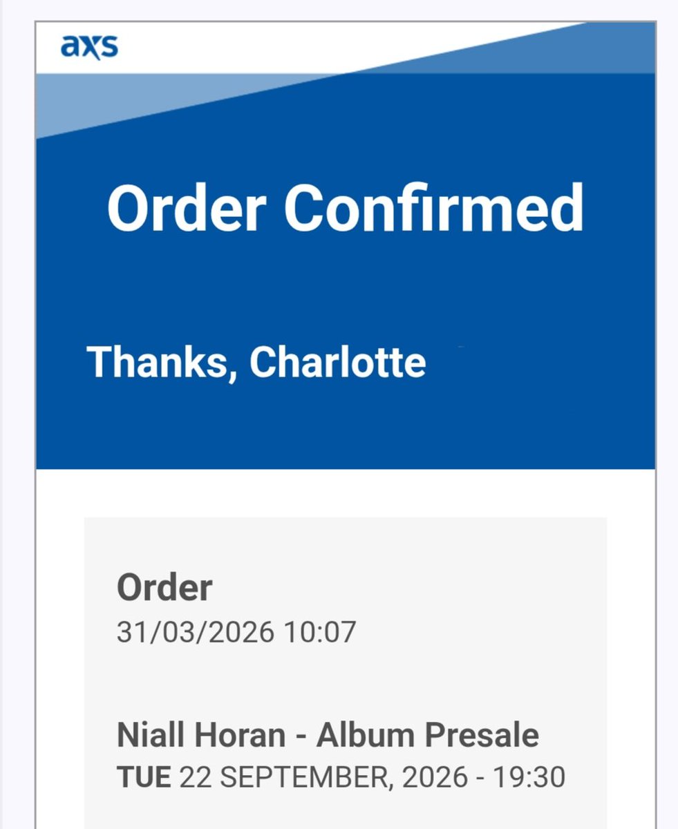 evermorech's tweet photo. Tickets secured for Niall! https://t.co/tkPX5nPPrG