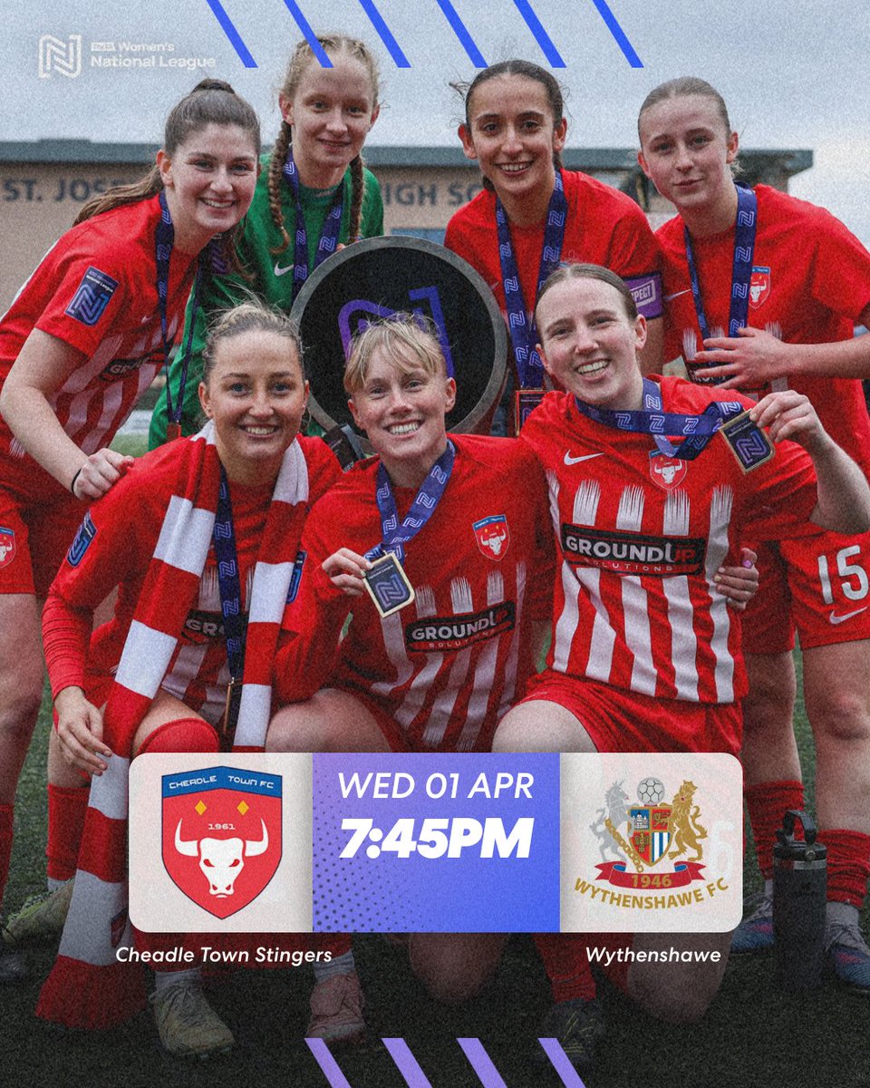 The Plate winners return 🏆

<a href="/CheadleStingers/">Cheadle Town Stingers</a> are back in Division One North action on Wednesday as they play <a href="/WythenshaweFCW/">Wythenshawe FC Women</a>.

#FAWNL