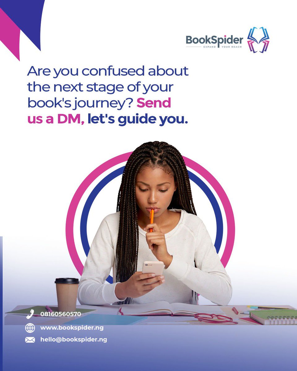 bookspiderng's tweet image. Are you clear on what you want from publishing a blockbuster book?

If not, today marks an end to that confusion, because BookSpider is always here to give you the support you need.

Send us a DM right now. We’re waiting.

#bookspider #customerservice #bookguide