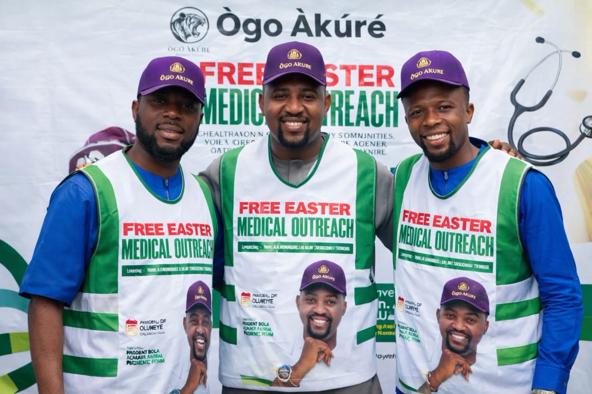 Ayodejifortune's tweet photo. ÒGO ÀKÚRÉ SET FOR FREE MEDICAL OUTREACH IN AKURE

Over 1,000 residents to benefit this Easter Friday.
📍 Imafon High School, Akure
🗓 April 3 | ⏰ 9AM

Free eye care, BP, diabetes, dental, meds + malaria/Lassa prevention.
Join us. Let’s save lives
— Ayodeji DF Oluleye (Ògo Àkúré) https://t.co/5BvTfqOsCg